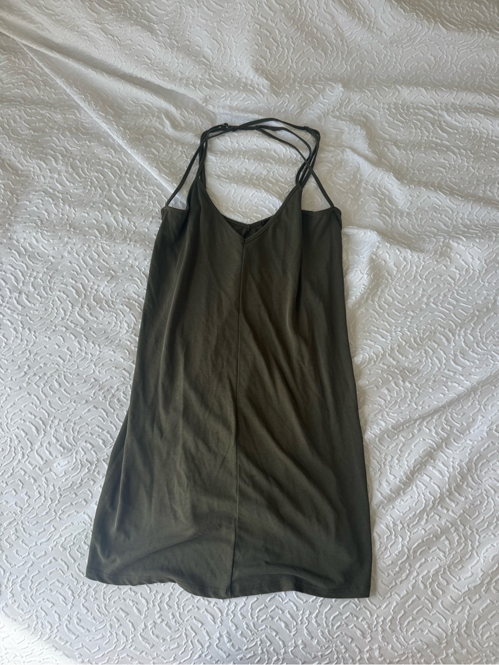 Olive Green Spaghetti Strap Slip Dress